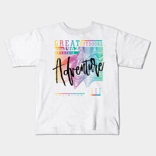 Great Outdoor Adventure mountain typography Kids T-Shirt